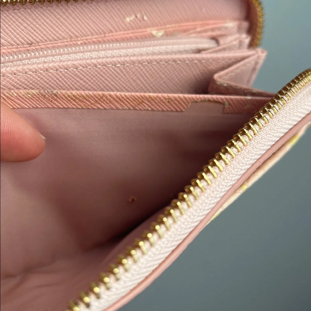 Coach Pink and Gold Heart Pattern Wallet